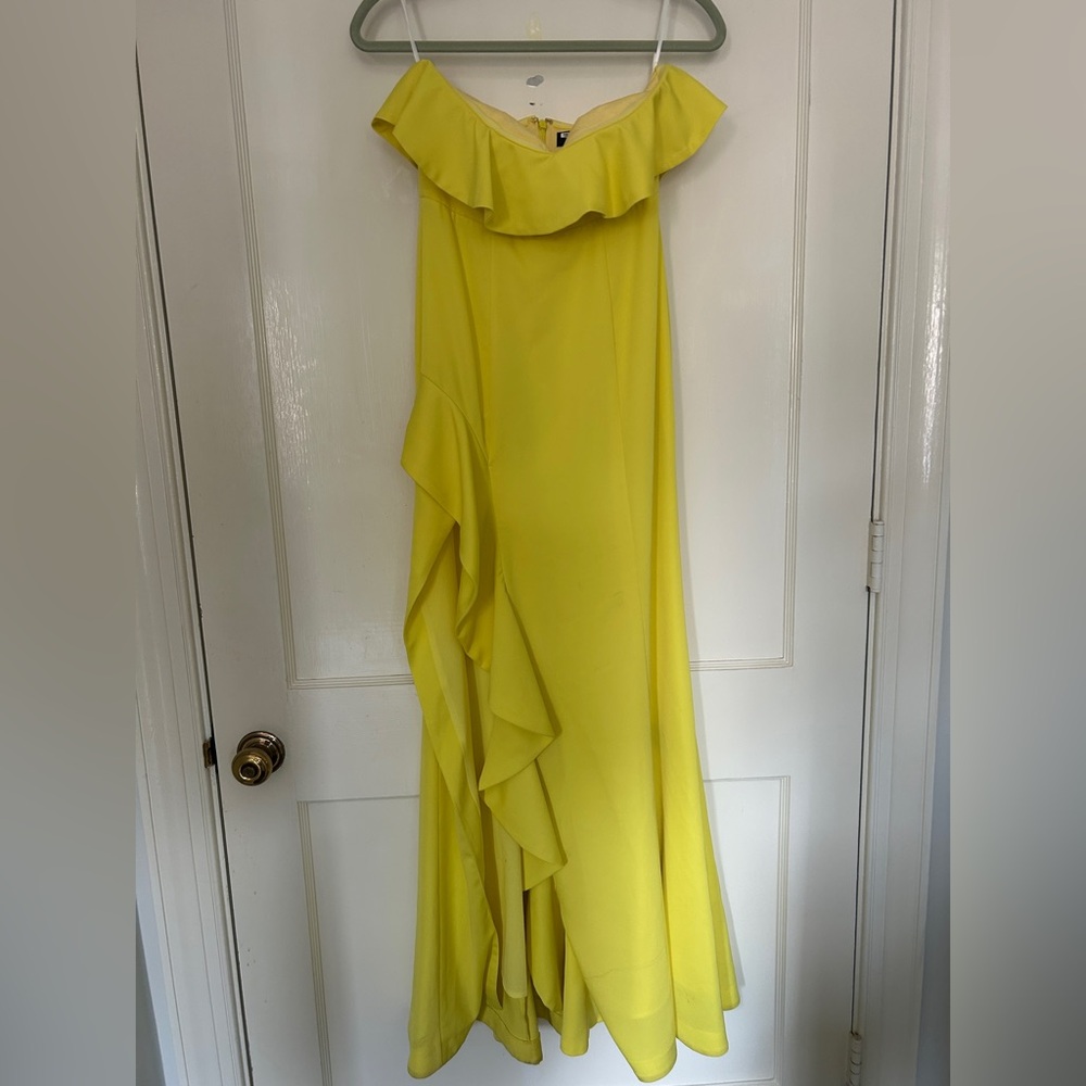 MAJORELLE yellow ruffle dress